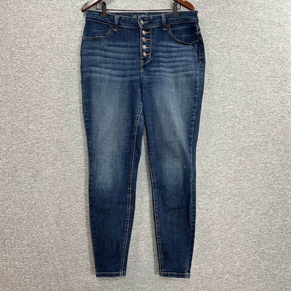 Maurices Jeans Women Size L Blue Skinny High Rise Button Fly Stretch Curvy - Picture 15 of 16